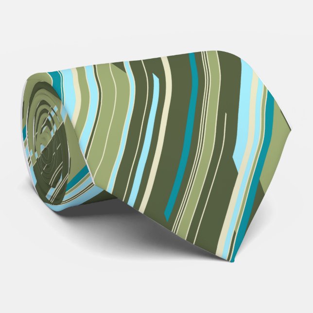Shards Geometric Striped Green Single-sided Tie (Rolled)