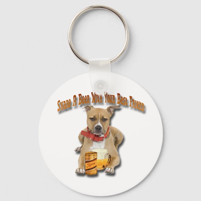 Share A Beer With American Staffordshire Terrier Key Ring (Front)