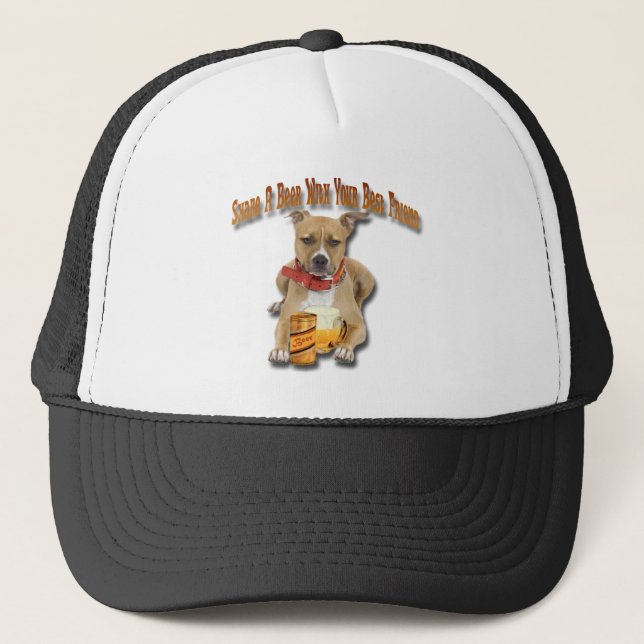 Share A Beer With American Staffordshire Terrier Trucker Hat (Front)