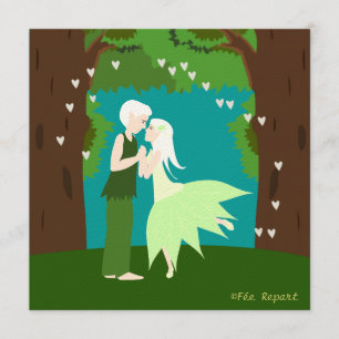 Share a couple of elves in the forest heart invitation