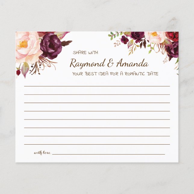 Share a Date Idea for Couple Bridal Shower card (Front)