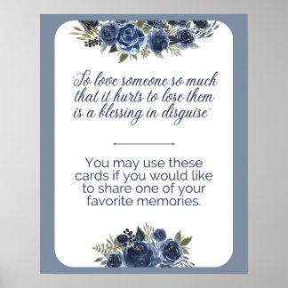 Share a memory blue floral design for funeral poster