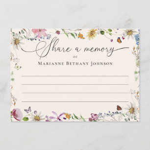 Share a Memory Boho Wildflower Celebration of Life Enclosure Card