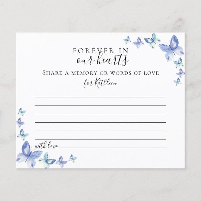 Share a Memory Butterflies Funeral Attendance Card (Front)