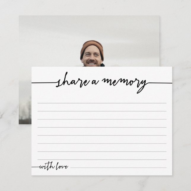 Share A Memory Funeral Memorial Lined Card (Front/Back)