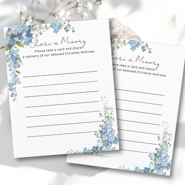Share a Memory - Funeral Service Attendance (Share a Memory - Funeral Service Attendance Blue & White. Forget me not flower watercolor design.)