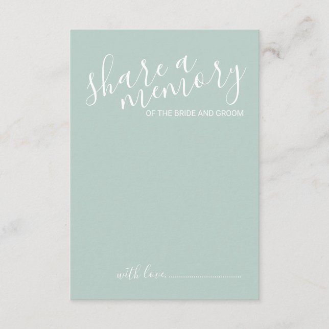 'Share a Memory' Modern Script Wedding Advice Card (Front)