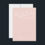 'Share a Memory' Modern Script Wedding Advice Card<br><div class="desc">Add a personal touch to your wedding with a modern script wedding advice and wishes card.
This card features title 'share a memory' in white modern calligraphy font style and details in white modern sans serif font style on blush pink background.</div>