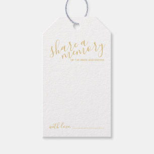 'Share a Memory' Modern Script Wedding Gold Gift Tags