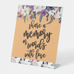 Share a Memory or Words with Love Wedding Pedestal Pedestal Sign