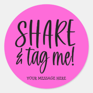 Share and Tag Instagram Hot Pink Business Sticker