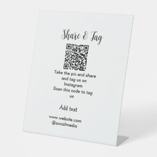 Share and tag on Instagram scan QR add website Pedestal Sign