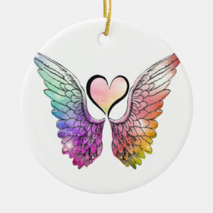 Share - Angel Wings and Heart Ceramic Tree Decoration
