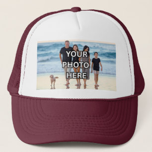 🍁SHARE Hat - Maroon Custom Family Photo Trucker H