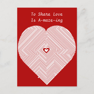 Share Love A-Maze-ing Valentines Day Maze Heart PC Postcard