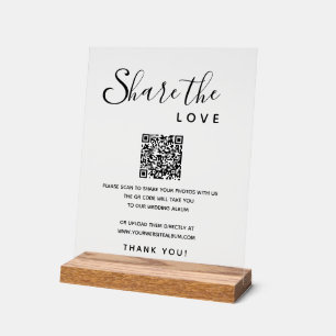 Share Love Wedding Photos Digital Album QR Code Acrylic Sign
