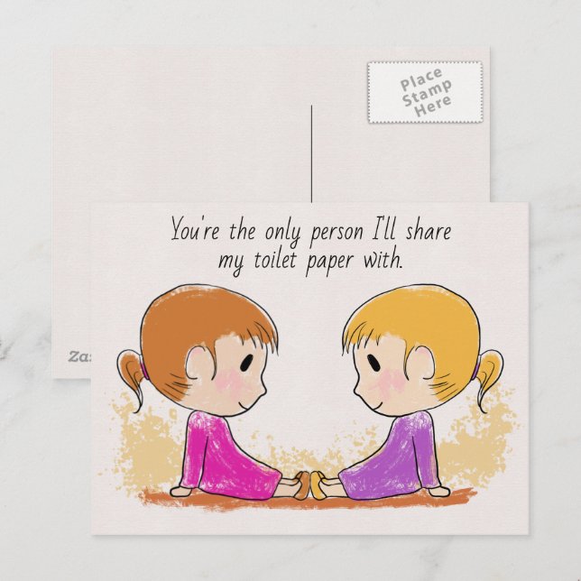 Share My Toilet Paper Cute Funny Postcard (Front/Back)