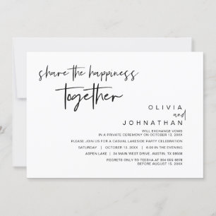 Share the happiness together, Elopement Party Invitation