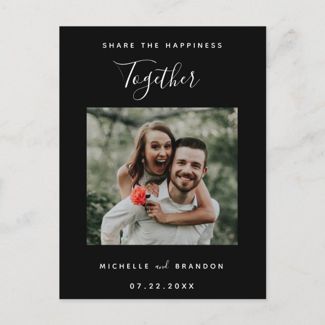 Share the Happiness Together Modern Photo Simple S Announcement Postcard (Front)