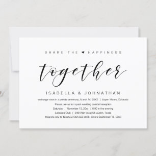Share the happiness together, Wedding Elopement Invitation