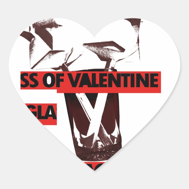 Share the Love: A Glass of Valentine Peace Art  Heart Sticker (Front)
