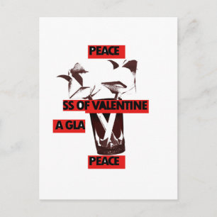 Share the Love: A Glass of Valentine Peace Art Holiday Postcard