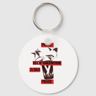 Share the Love: A Glass of Valentine Peace Art  Key Ring