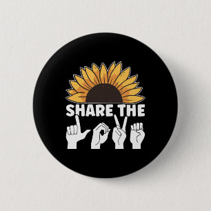Share The Love ASL American Sign Language Awarenes 6 Cm Round Badge