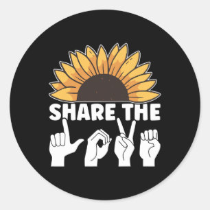 Share The Love ASL American Sign Language Awarenes Classic Round Sticker