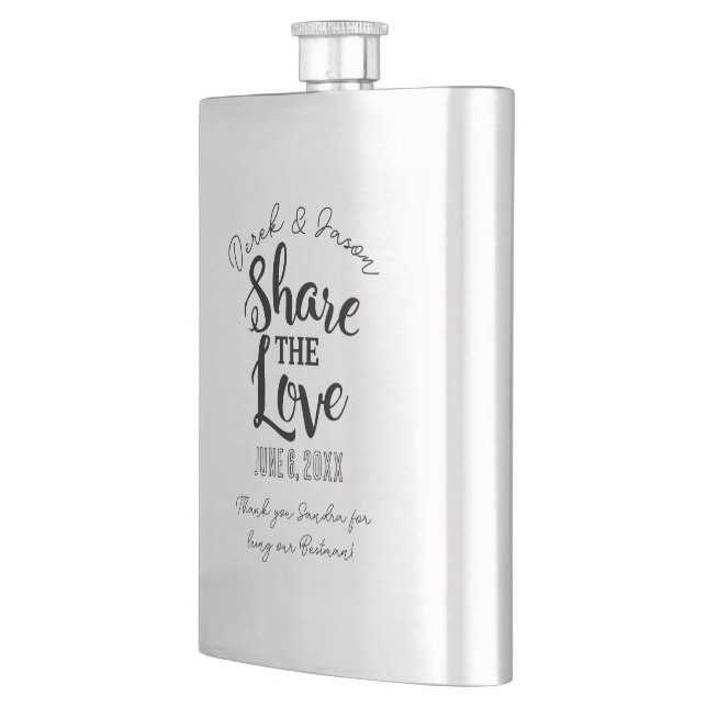 Share the love best man, groomsman, gift idea hip flask (Left)