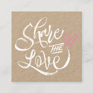 Share the love brown kraft white script typography referral card
