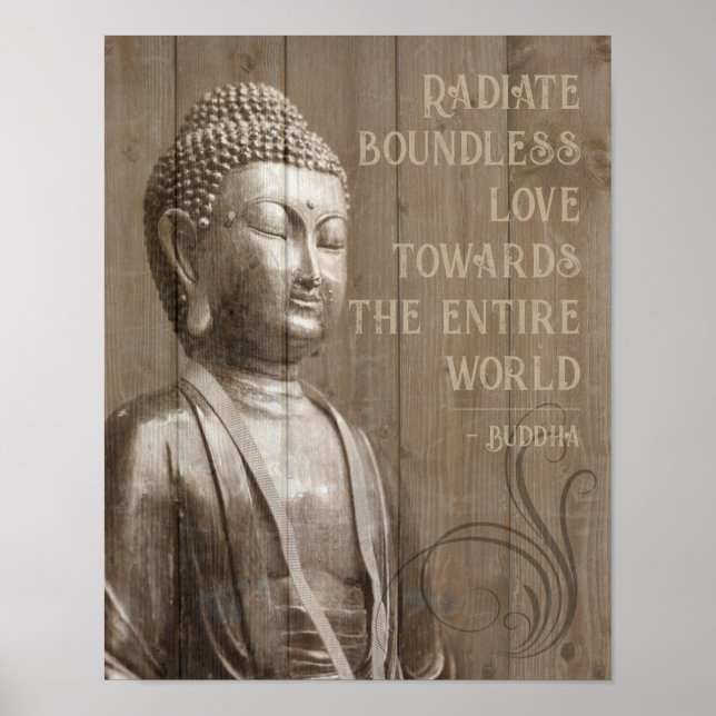 Share the Love Buddhist Wood Effect Buddha Quote Poster (Front)