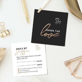 Share the Love Elegant Black Script Typography  Referral Card