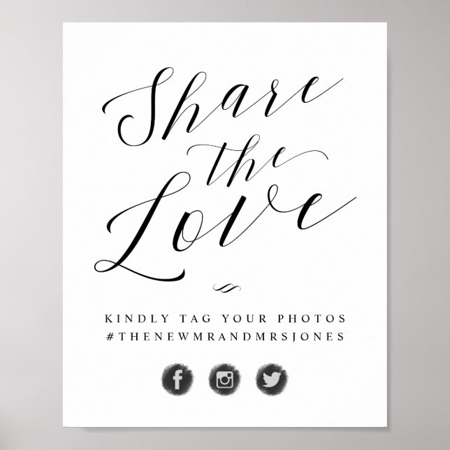 Share the Love Photo Hashtag Social Media Sign (Front)