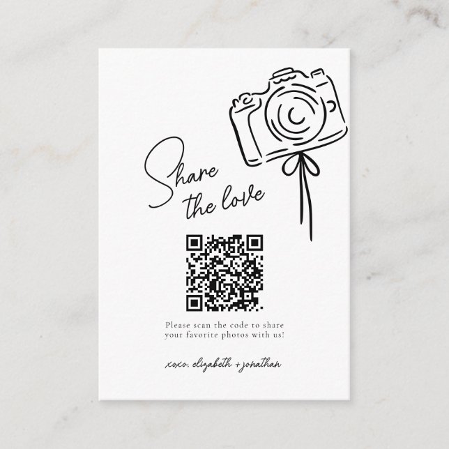 Share The Love Photo Share QR Code Wedding Enclosure Card (Front)