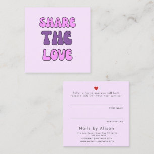Share the love pink purple modern typography  referral card