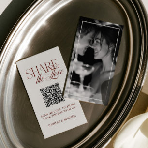 Share the Love QR Code Elegant Wedding Photo Enclosure Card