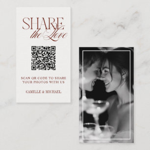 Share the Love QR Code Elegant Wedding Photo Enclosure Card