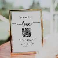 Share The Love QR Code Sign, Wedding Photo Sign