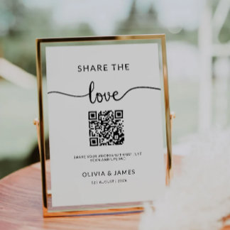 Share The Love QR Code Sign, Wedding Photo Sign Invitation