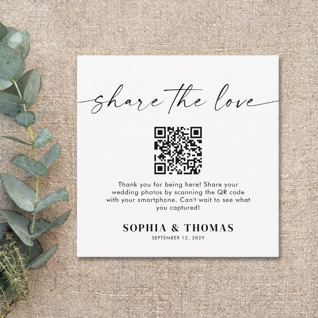 Share The Love QR Code Wedding Photo Sharing Enclosure Card (Creator Uploaded)