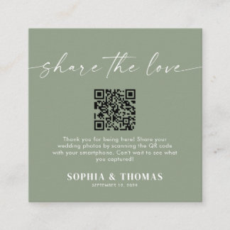 Share The Love QR Code Wedding Photo Sharing Enclosure Card