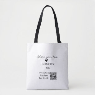 Share the love scan QR code add social details Tote Bag