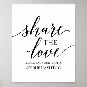 Share the Love Sign   Romantic Calligraphy -Black