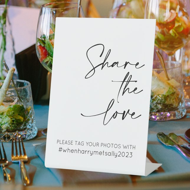 Share The Love Wedding Hashtag Pedestal Sign (Share the love hashtag wedding sign)