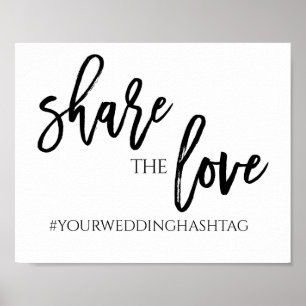 Share the Love Wedding Hashtag Sign   8x10   Black