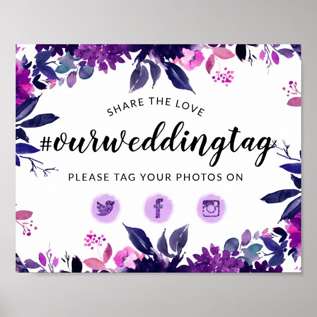 Share the Love Wedding Hashtag Social Media Sign (Front)