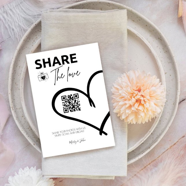 Share the love Wedding Photo Share QR code  Pedestal Sign (Creator Uploaded)