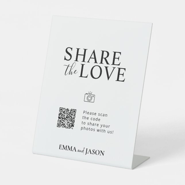 Share The Love Wedding Photo Share QR Code Sign (Front)