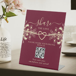 Share The Love Wedding QR Code Pedestal Sign